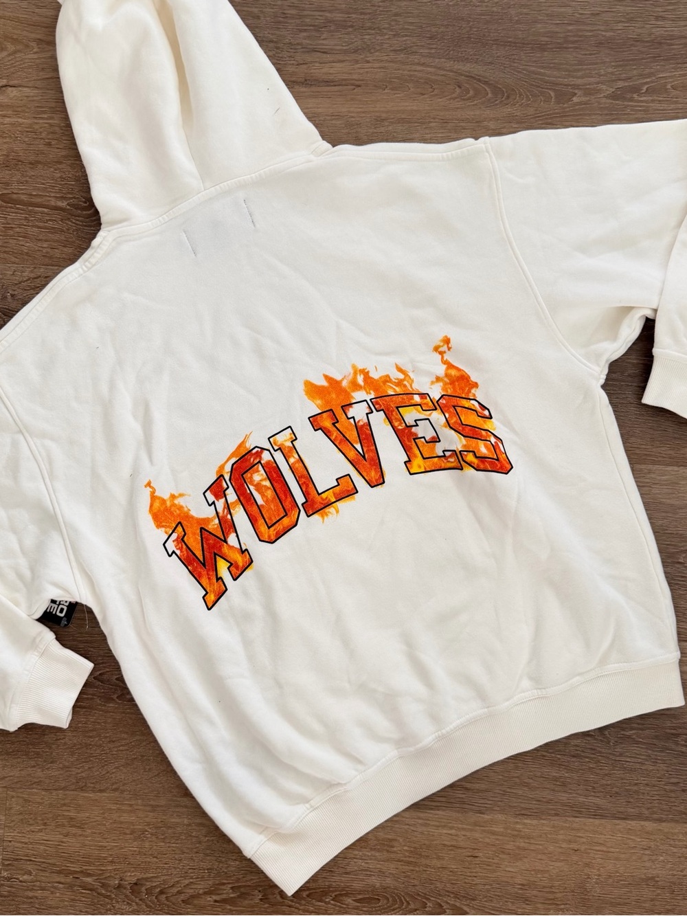 Darc Sport White Hoodie with Orange Flame "WOLVES" Graphic